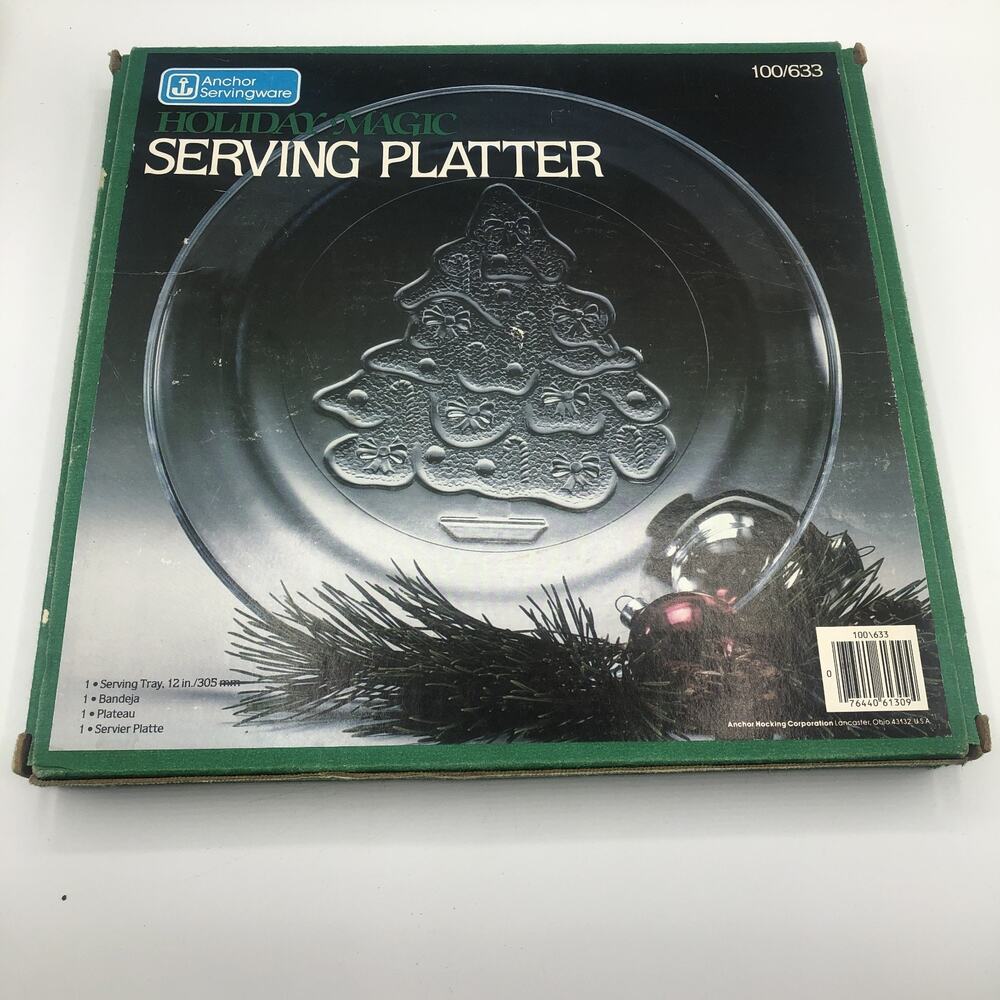 Anchor Hocking Servingware Holiday Magic Serving Platter 12" Christmas Tree
